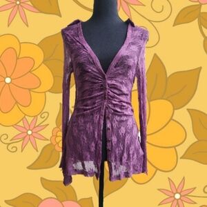 Mesh floral lace button up.